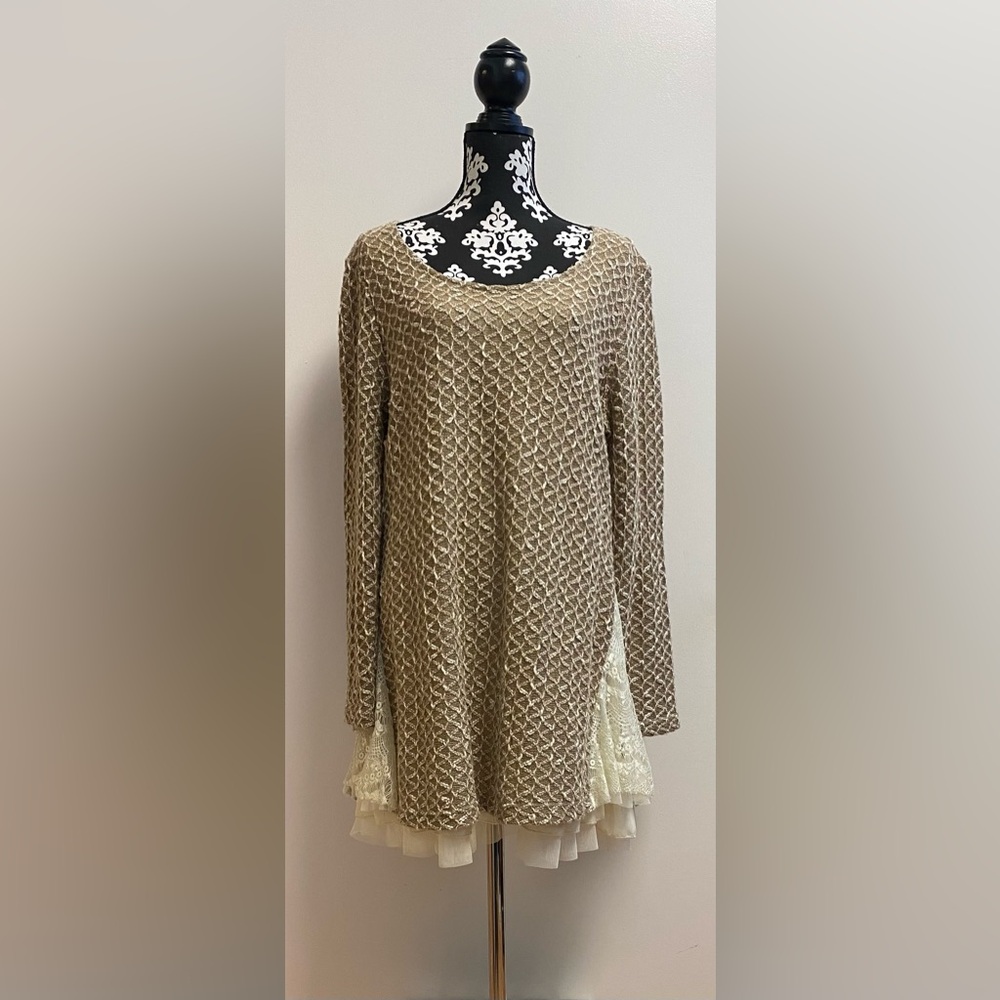 Wool Sweater with Lining and Lace Accents